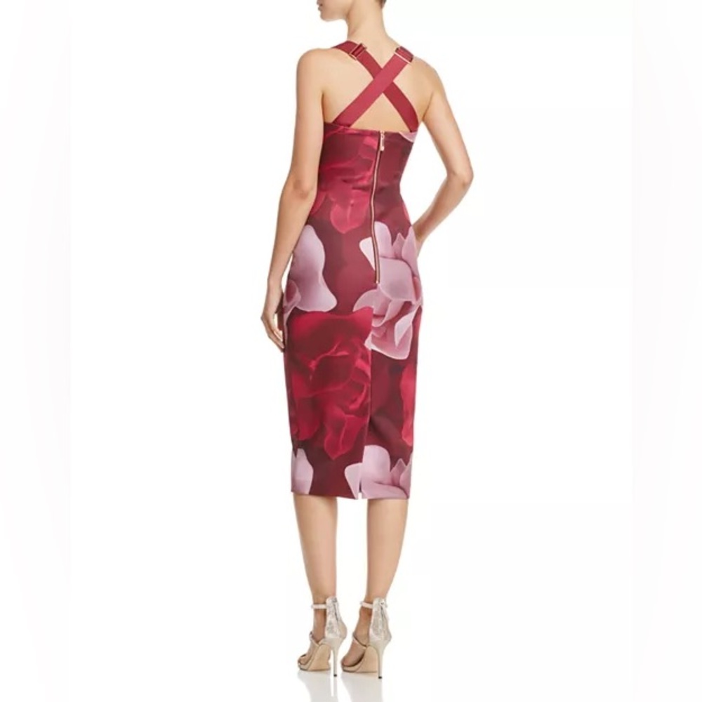 Ted Baker red Mallie Porcelain rose body con dress size 3 us sz 8 - Picture 3 of 12